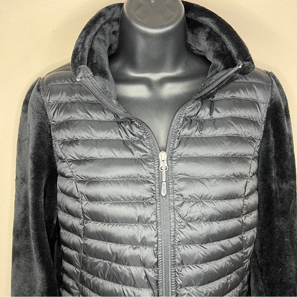 Small 32 Degrees Black Jacket Faux Fur Puffer Jacket Long Sleeve Down Feather - Picture 3 of 10